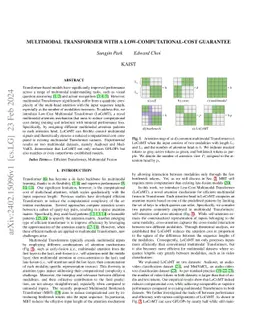 Multimodal Transformer With a Low-Computational-Cost Guarantee
