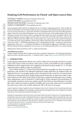 Studying LLM Performance on Closed- and Open-source Data