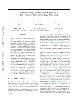 Benchmarking Observational Studies with Experimental Data under
  Right-Censoring