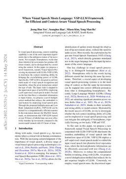 Where Visual Speech Meets Language: VSP-LLM Framework for Efficient and
  Context-Aware Visual Speech Processing