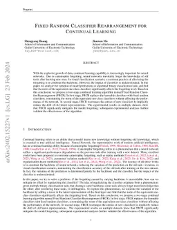 Fixed Random Classifier Rearrangement for Continual Learning