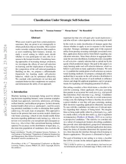 Classification Under Strategic Self-Selection
