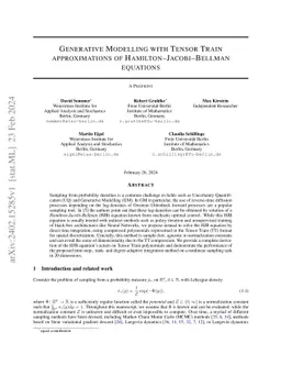Generative Modelling with Tensor Train approximations of
  Hamilton--Jacobi--Bellman equations