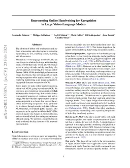Representing Online Handwriting for Recognition in Large Vision-Language
  Models