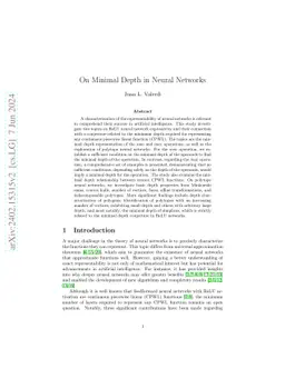 On Minimal Depth in Neural Networks