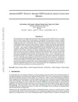 ArabianGPT: Native Arabic GPT-based Large Language Model