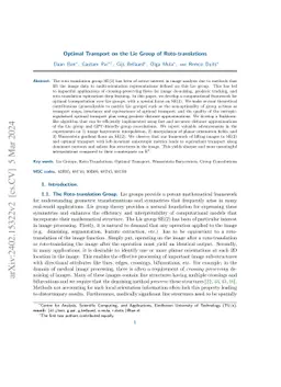 Optimal Transport on the Lie Group of Roto-translations