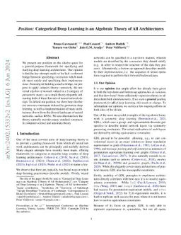 Position: Categorical Deep Learning is an Algebraic Theory of All
  Architectures