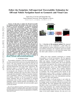Follow the Footprints: Self-supervised Traversability Estimation for
  Off-road Vehicle Navigation based on Geometric and Visual Cues