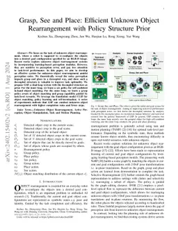 Grasp, See, and Place: Efficient Unknown Object Rearrangement with Policy Structure Prior