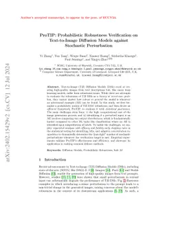 ProTIP: Probabilistic Robustness Verification on Text-to-Image Diffusion
  Models against Stochastic Perturbation