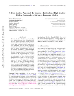 A Data-Centric Approach To Generate Faithful and High Quality Patient
  Summaries with Large Language Models
