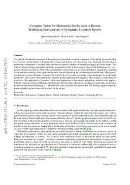 Computer Vision for Multimedia Geolocation in Human Trafficking
  Investigation: A Systematic Literature Review