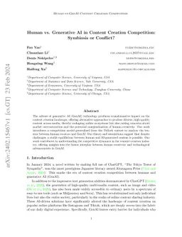 Human vs. Generative AI in Content Creation Competition: Symbiosis or
  Conflict?