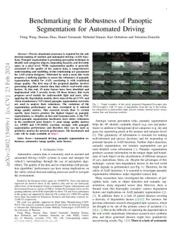 Benchmarking the Robustness of Panoptic Segmentation for Automated
  Driving