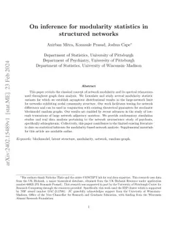 On inference for modularity statistics in structured networks