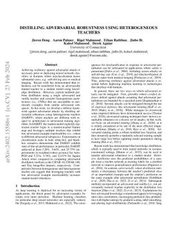 Distilling Adversarial Robustness Using Heterogeneous Teachers