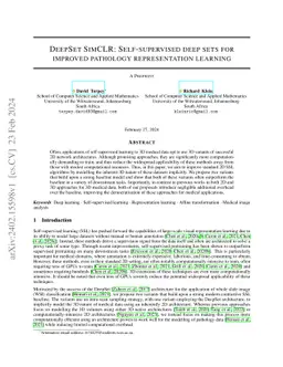 DeepSet SimCLR: Self-supervised deep sets for improved pathology
  representation learning