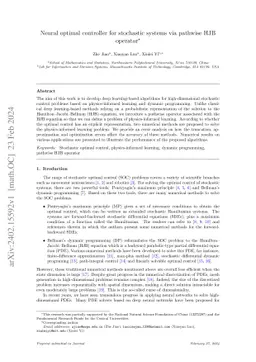 Solving a class of stochastic optimal control problems by physics-informed neural networks