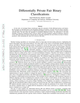 Differentially Private Fair Binary Classifications