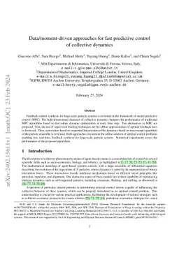 Data/moment-driven approaches for fast predictive control of collective
  dynamics