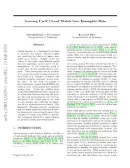 Learning Cyclic Causal Models from Incomplete Data