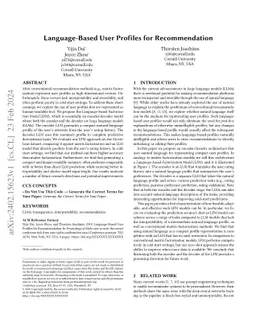 Language-Based User Profiles for Recommendation