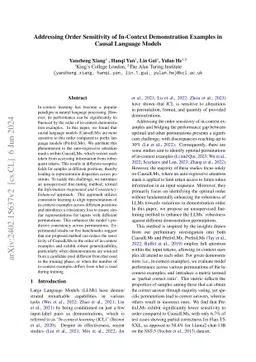 Addressing Order Sensitivity of In-Context Demonstration Examples in
  Causal Language Models