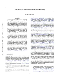 Fair Resource Allocation in Multi-Task Learning