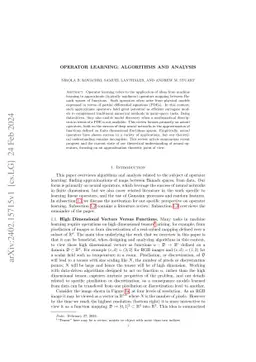 Operator Learning: Algorithms and Analysis