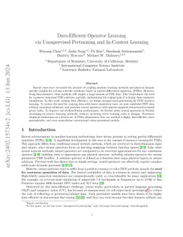 Data-Efficient Operator Learning via Unsupervised Pretraining and In-Context Learning