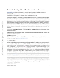 Batch Active Learning of Reward Functions from Human Preferences