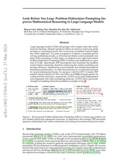Look Before You Leap: Problem Elaboration Prompting Improves
  Mathematical Reasoning in Large Language Models