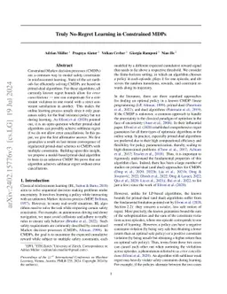 Truly No-Regret Learning in Constrained MDPs