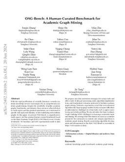 OAG-Bench: A Human-Curated Benchmark for Academic Graph Mining