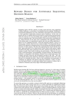 Reward Design for Justifiable Sequential Decision-Making