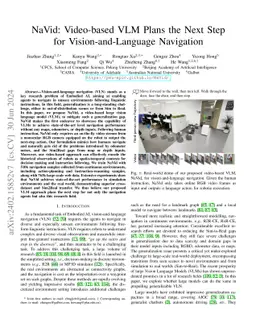 NaVid: Video-based VLM Plans the Next Step for Vision-and-Language
  Navigation