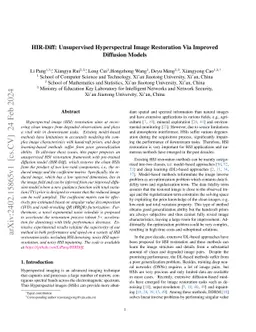 HIR-Diff: Unsupervised Hyperspectral Image Restoration Via Improved
  Diffusion Models