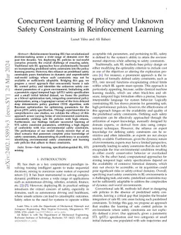 Concurrent Learning of Policy and Unknown Safety Constraints in
  Reinforcement Learning