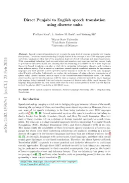 Direct Punjabi to English speech translation using discrete units