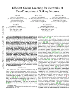 Efficient Online Learning for Networks of Two-Compartment Spiking
  Neurons