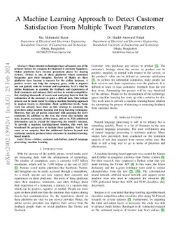 A Machine Learning Approach to Detect Customer Satisfaction From
  Multiple Tweet Parameters