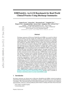 EHRNoteQA: An LLM Benchmark for Real-World Clinical Practice Using
  Discharge Summaries
