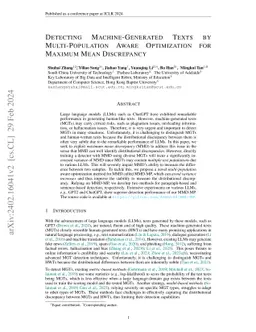 Detecting Machine-Generated Texts by Multi-Population Aware Optimization
  for Maximum Mean Discrepancy