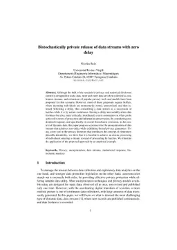Bistochastically private release of data streams with zero delay