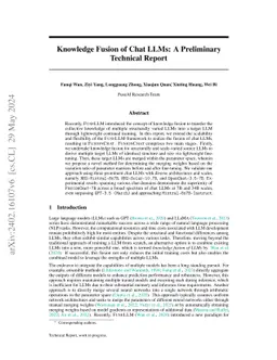 Knowledge Fusion of Chat LLMs: A Preliminary Technical Report