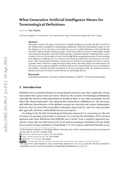 What Generative Artificial Intelligence Means for Terminological
  Definitions