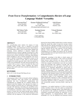 From Text to Transformation: A Comprehensive Review of Large Language
  Models' Versatility