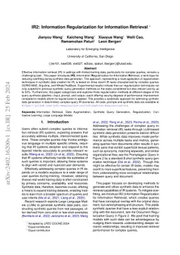 IR2: Information Regularization for Information Retrieval