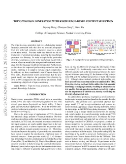 Topic-to-essay generation with knowledge-based content selection